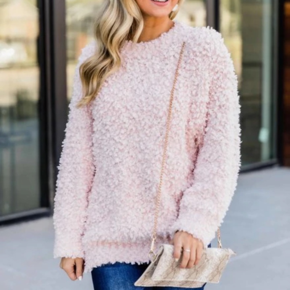 Pink lily Popcorn knit sweater size medium